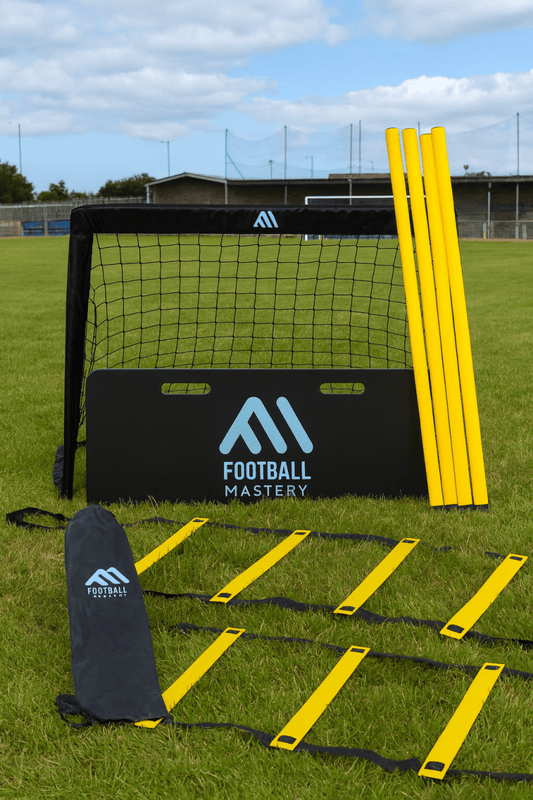 Mini Goal + Rebound Board + Agility Ladder + Speed Poles - Football Mastery